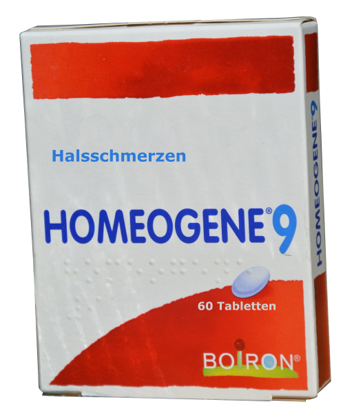 Homeogene 9, 60 tablets, homeopathic, for sore throat, cough, hoarseness, laryngitis, lost voice
